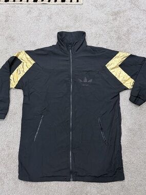 adidas Black Windbreaker with Gold Sleeve Panels